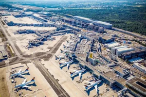 Park and Fly Frankfurt – FRA Airport from the air.